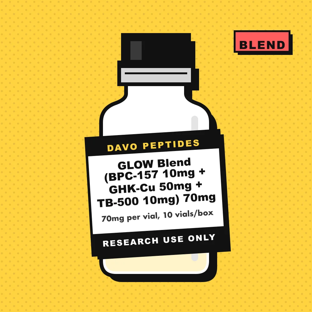 GLOW Blend (BPC-157 10mg + GHK-Cu 50mg + TB-500 10mg) 70mg, Davo illustration