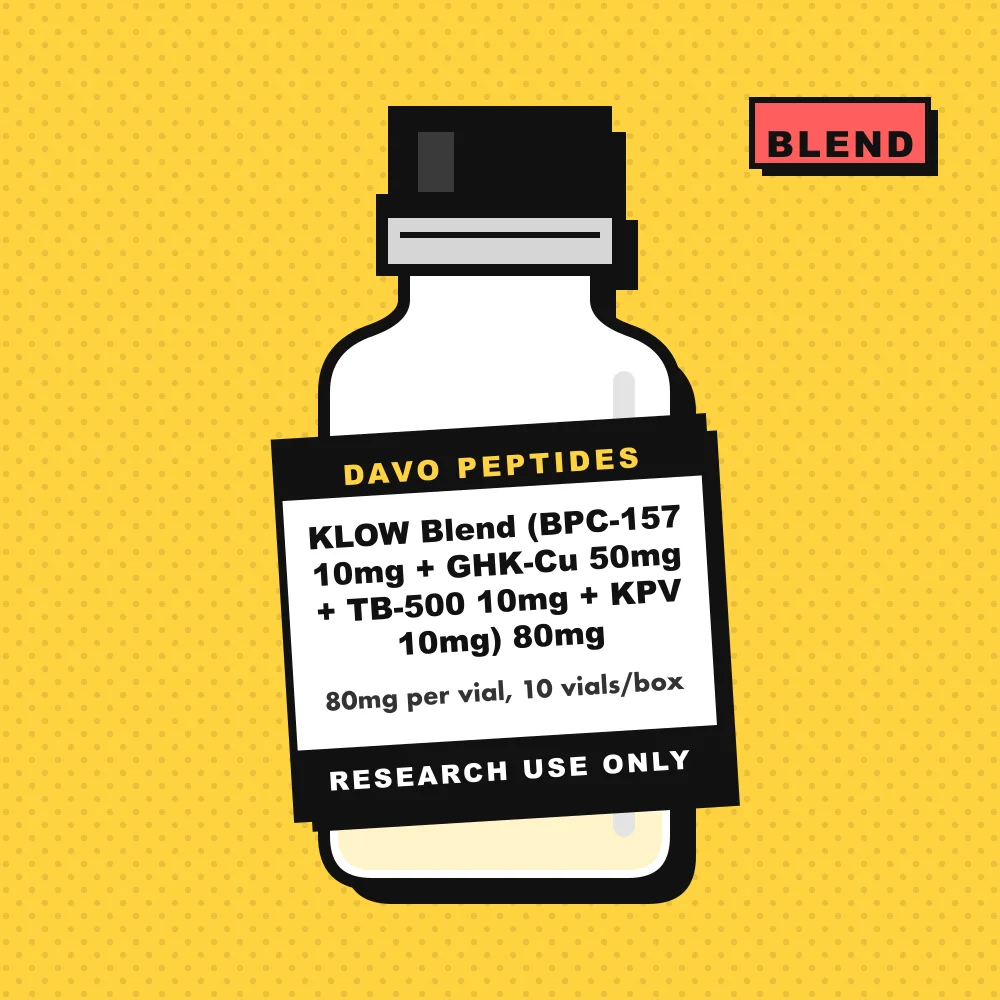 KLOW Blend (BPC-157 10mg + GHK-Cu 50mg + TB-500 10mg + KPV 10mg) 80mg, Davo illustration